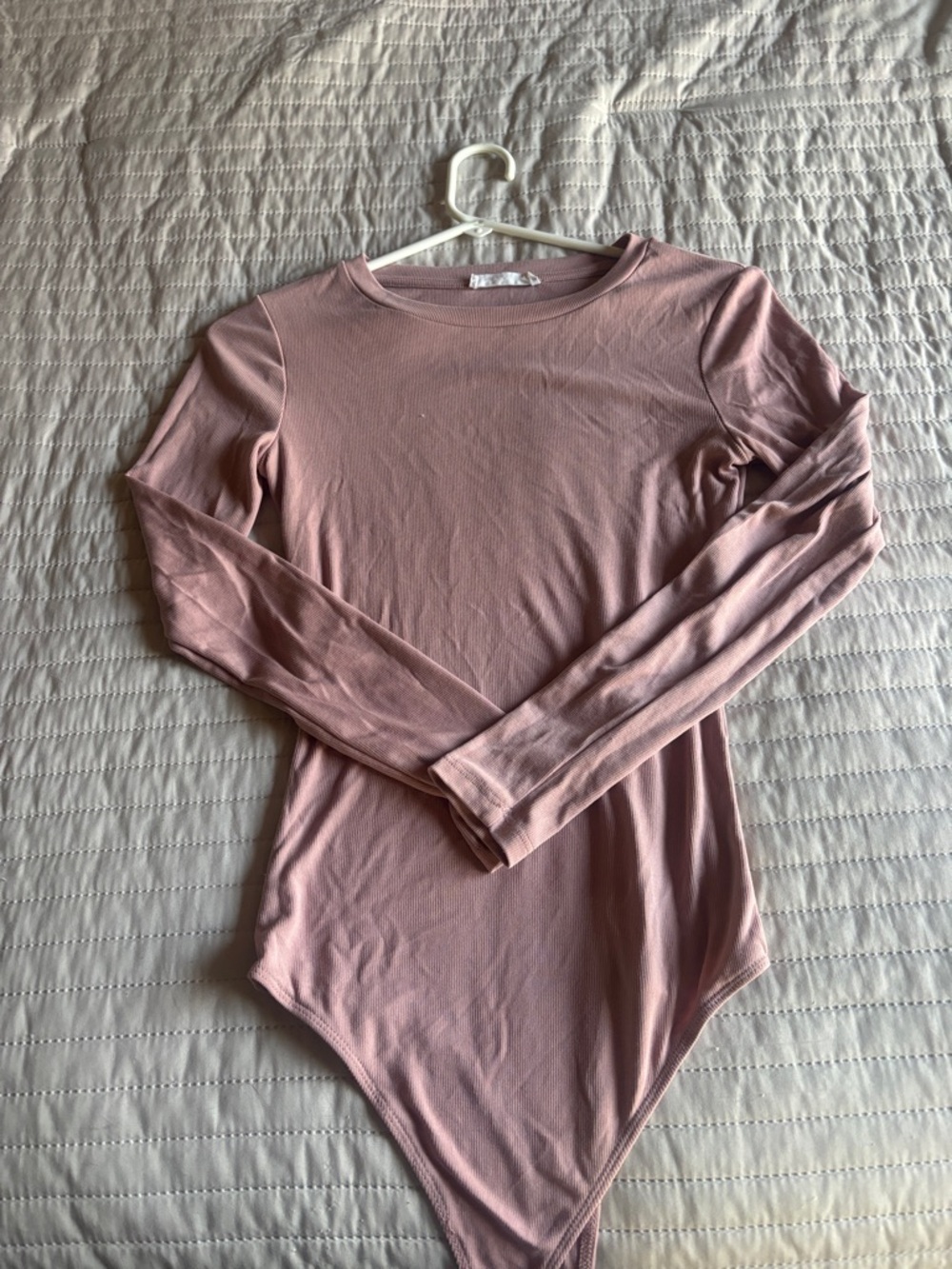 Women's Long Sleeve Mauve Bodysuit - Fitted Crewneck